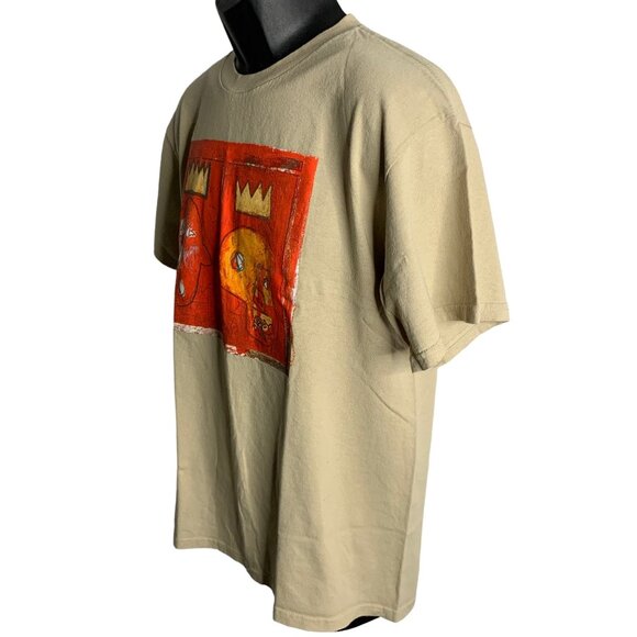 Jean Michel Basquiat Crewneck T Shirt L Beige Short Sleeve Neo Expressionism Art - Picture 3 of 6